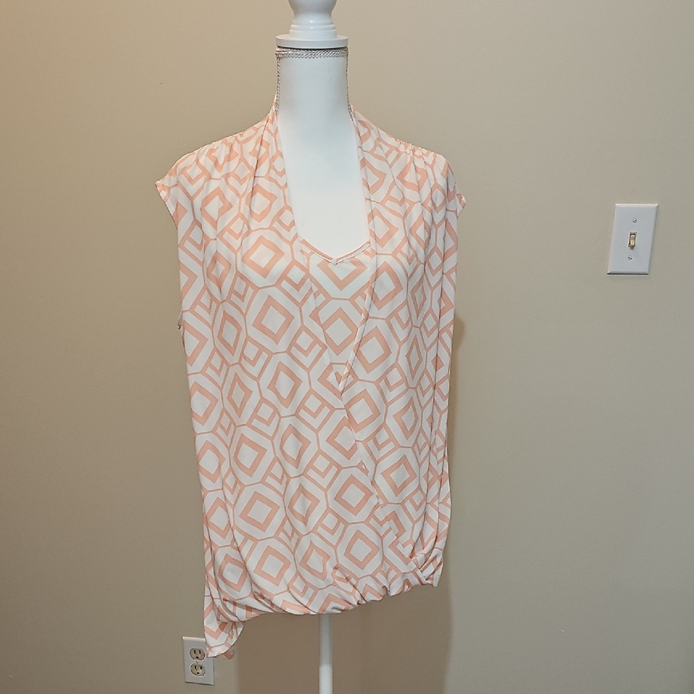 New York & Company Pink Asymmetrical Sleeveless Blouse